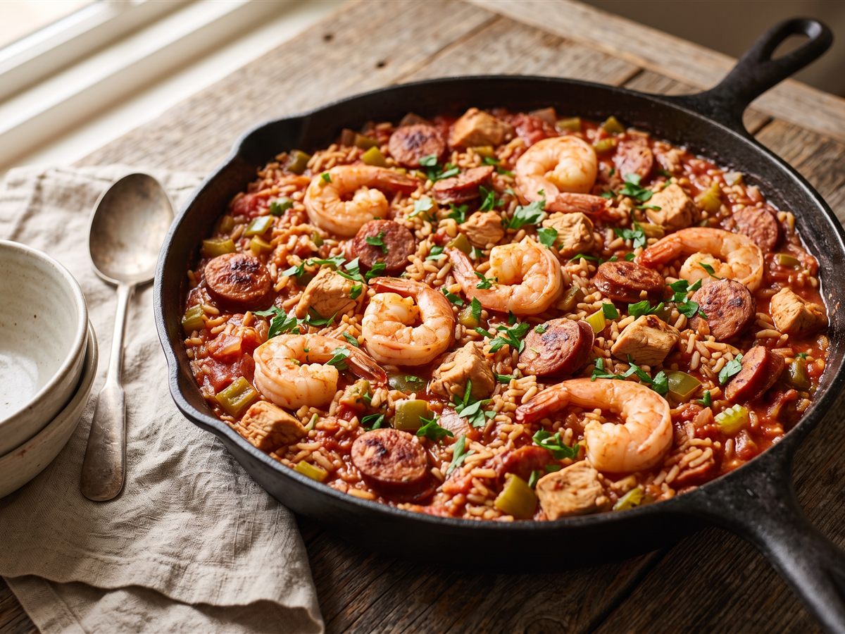 Cajun Jambalaya with Chicken, Sausage & Shrimp