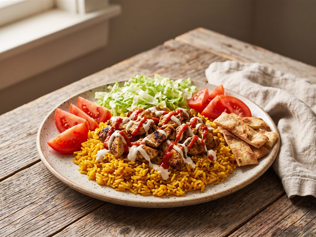 Halal Cart-Style Chicken and Rice with White Sauce