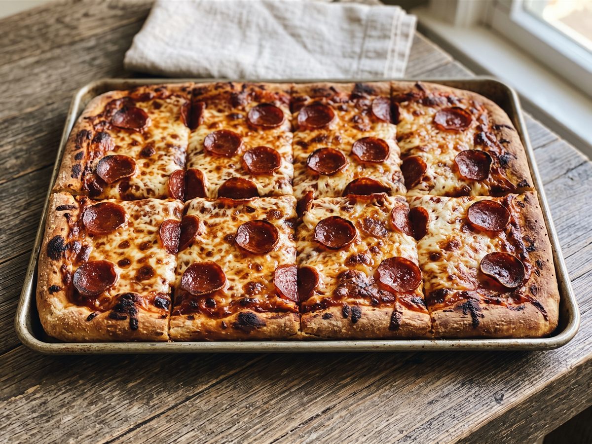 Pepperoni Sheet Pan Pizza