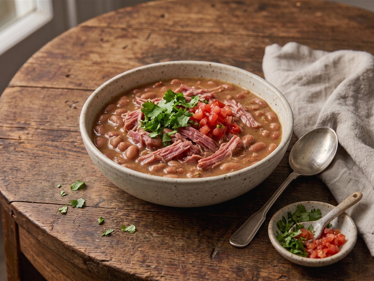 Pressure Cooker Smoky Ham Hock & Pinto Bean Soup