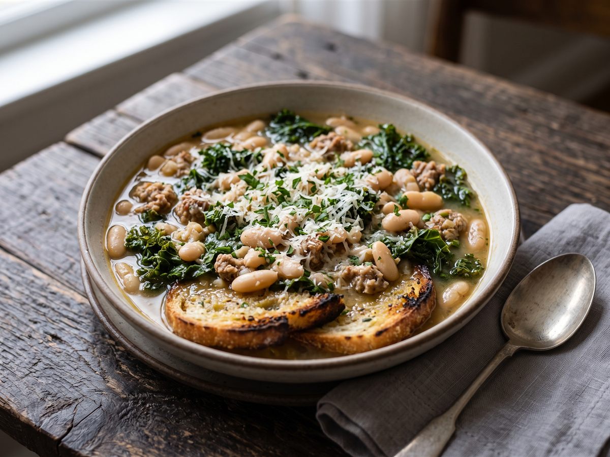 White Bean, Sausage and Kale Soup